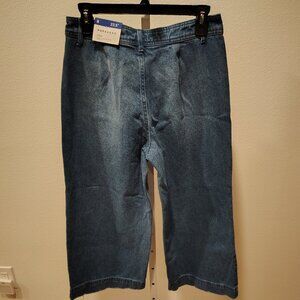 Popsugar Cropped Wide Leg Jeans Size 8 NWT High Rise Cotton 23.5 " Inseam